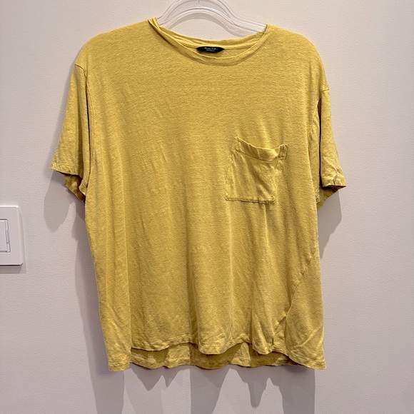 Massimo Dutti Mustard Yellow 100% Linen Size XXL - Picture 1 of 6